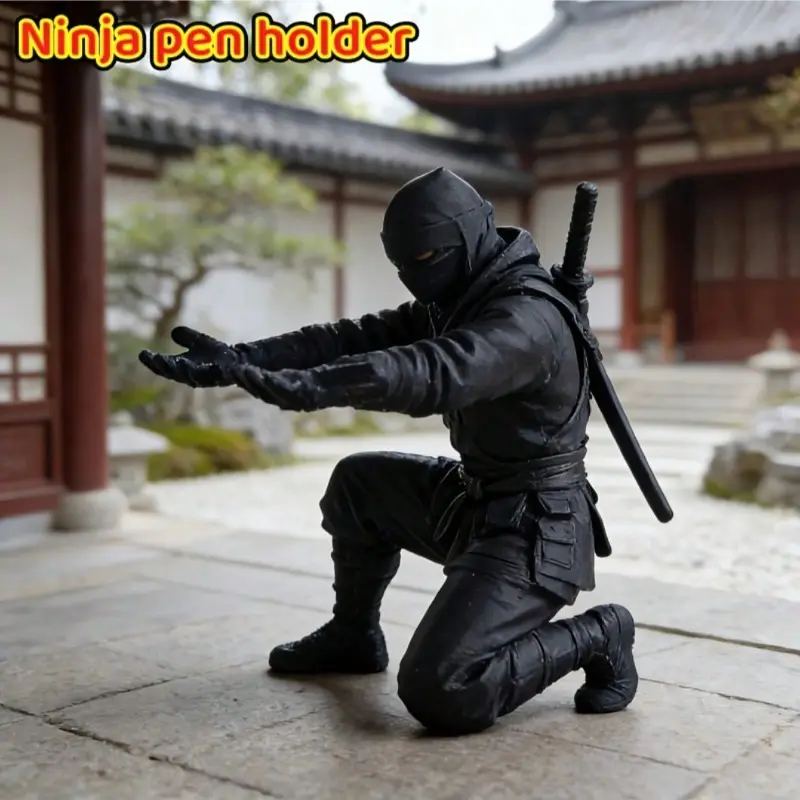 This ninja-samurai styled pen holder adds a touch to your desk as Desk Accessories, Stationery Organizer, Desk Accessories Decor. It can hold pencils and various stationery items, making it an ideal gift for friends and colleagues