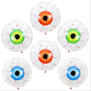6 Pieces 22 Inches Halloween Eyeball Balloons, Large White Foil Mylar Scary Eye Balloons Indoor Outdoor Decorations for Halloween Spooky Haunted House Scary Themed Party Supplies