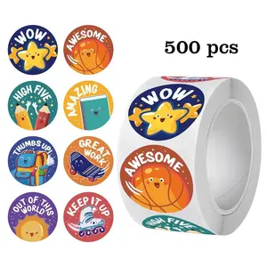 500 Teacher Reward Stickers, Funny Stickers to Encourage Learning English, Stickers with Joyful Face Stickers