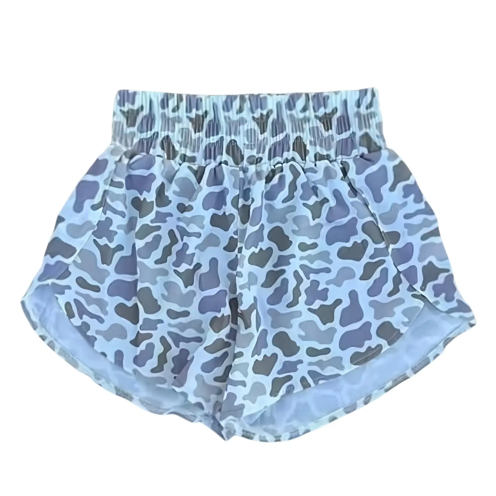 Women's Camouflage Print High-Waist Breathable Workout Shorts - Lightweight Comfortable Sports Bottoms, Athletic Fitness Shorts