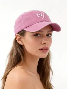 1PC Women's Embroidered Heart Baseball Hat, Adjustable Sun Protection Casual Cap, Ideal for Outdoor Spring Fall Travel Beach, Unisex 2000s Shade Hat