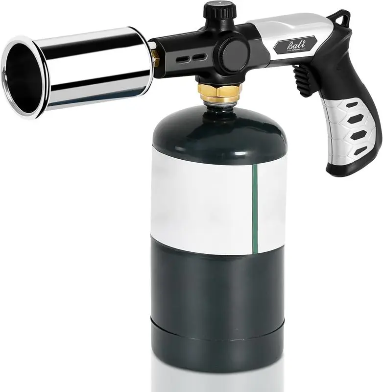 Portable Sturdy Propane Torch Tool - Safety Lock, Trigger Ignition, Adjustable Flame, Flexible Nozzle, Burnfree Heat Guard - Indoor Crafts, Weddings, Parties Use for Kitchen DIY, Campers, BBQ Grills