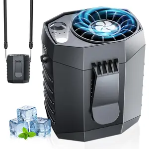 2026  Portable Rechargeable Fan with LED Light & 25H Runtime, 4-Speed 9200RPM Turbo Cooling Personal  Fan, Wearable  & Belt Clip for Camping, Outdoor, Hiking - Black