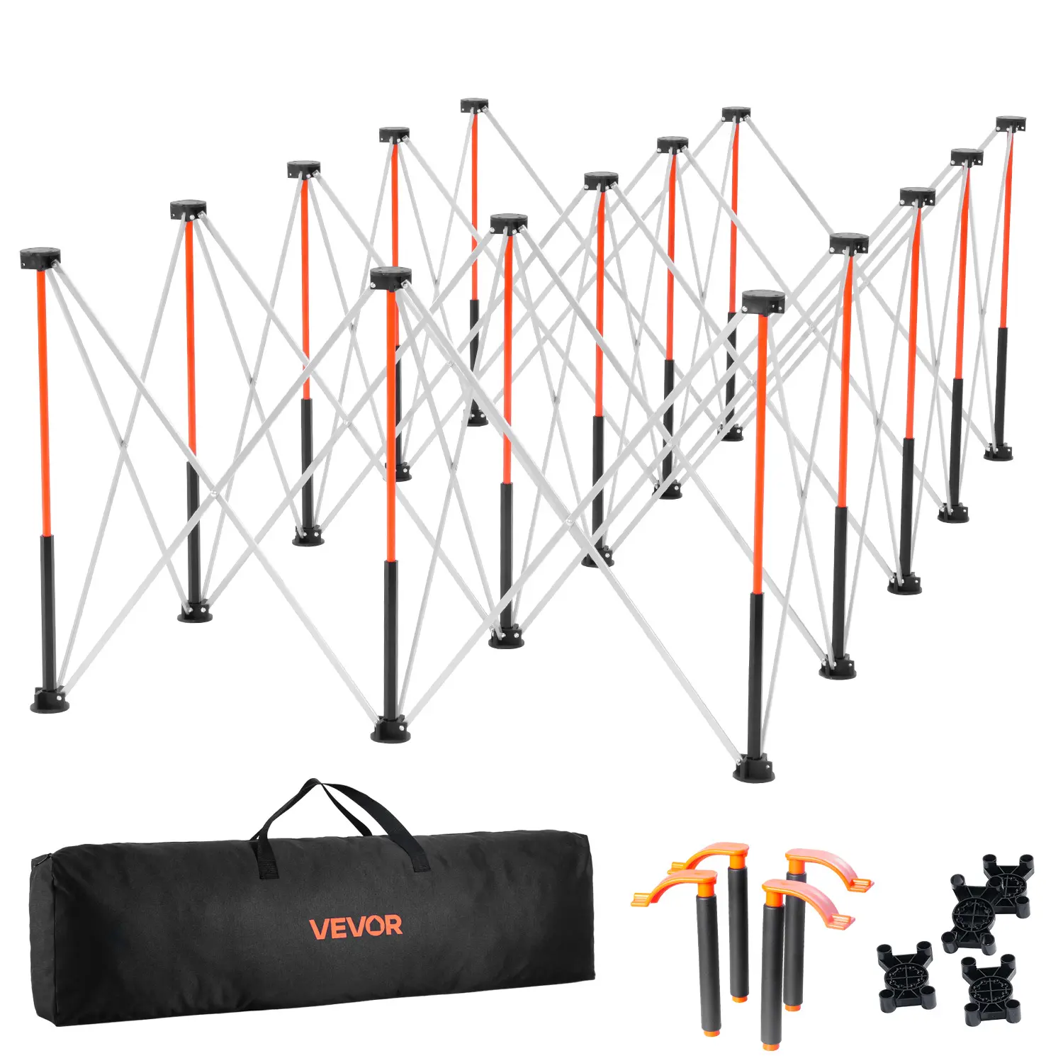 【Summerfinds】VEVOR Portable Folding Workstand, 8.05x4.13ft Aluminum Alloy Work Stand with 6000 lbs Capacity, Easy & Quick Setup, Convenient & Thoughtful Design, Easy Storage Bag, Large Size for Nuts, Bolts, Garage Workshop Outdoor (Table Top Not Included)