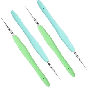 4 Pcs Dreadlock Crochet Hooks for Hair 0.5 mm 0.75 mm Dreadlock Crochet Needle Tools for Locs Braid Hair Weaving Craft Accessories