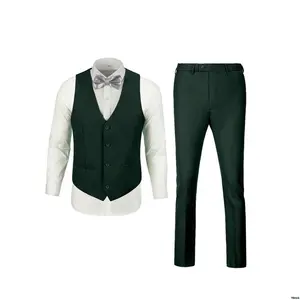 XXXL Men sSuits2PiecesSuitElegantSolidSlimFitGentlemanVestPantsSuitSetForMenBusinessCommuteWeddingPartyPromSizeXS -