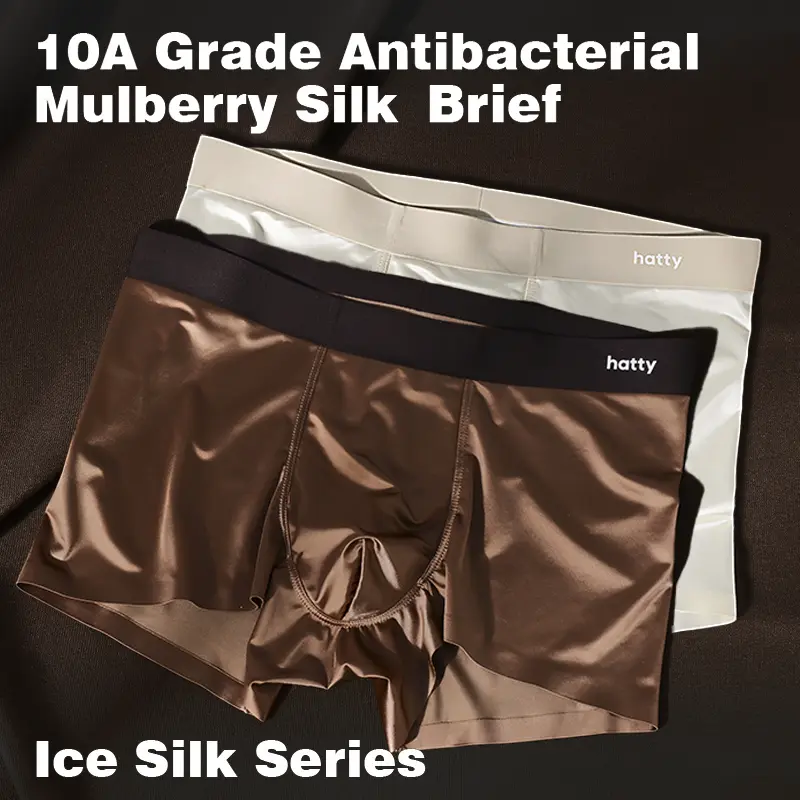 Elegant Silk Men's Ice Silk Underwear Mulberry Silk Antimicrobial Men's Boxer Briefs