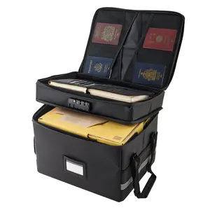 Fireproof Document Box With Lock, 1832 ℉ Heat Insulated, Waterproof And Fire-Resistant Safe File Organizer, Portable Two-Layer Storage For Passports, Important Documents, And Files, Home Office Or Travel