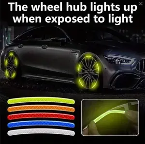 New safety car wheels reflective PVC wheel stickers, 20 pieces per pack, for night safety warning and scratch resistance