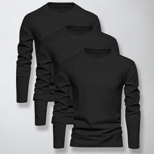 Men's Long Sleeve T-Shirt 3-Pack - Breathable, quick-dry fabric is perfect for gym workouts, morning runs, or outdoor activities, keeping you dry and comfortable. Ideal for activewear and casual wear. Men's fitness apparel.