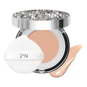 2aN Gleaming Tension Cushion Foundation Pact, Korean Cushion Foundation Makeup, Lightweight & Buildable Coverage with Ceramides and Centella Asiatica