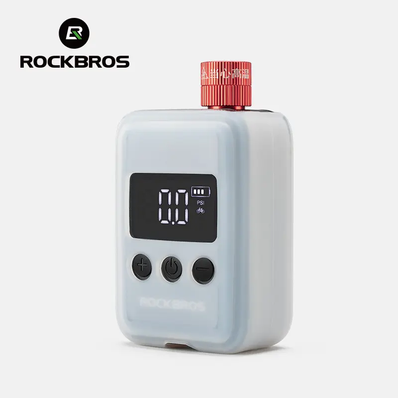 ROCKBROS Mini Electric Bike Pump, 150PSI Auto-Shutoff Tire Inflation Tool with Presta-Schrader Valves, Digital Screen, Cycling Gear
