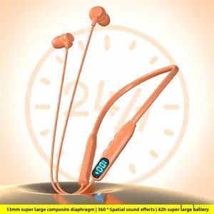 Neckband Wireless Earbuds - Bluetooth Headphone for Tablet, 42-Hour Playtime, 9D Surround Stereo Sound, 13mm Composite Diaphragm, Type-C Charging, Orange, Smart Voice Assistant, ENC, Sound Isolation
