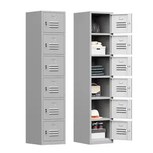 Metal Locker with Lock, 1-6 Door 71" Employees Storage Locker with Clothes Hook, Locking Cabinet for Home,School,Gym,Office (Grey, 6 Door)