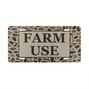 Old School Camo "Farm Use" Vanity Plate/License Plate, Gifts for Him, Hunting Gifts, Farming Gifts, Aluminum Front License Plate- 6X12- Inch Polished Metal Standard Plate, Easy to Install, Car Trim Accessories, for Decor Only, Made in USA