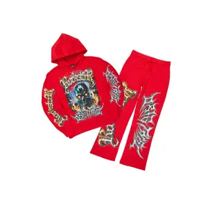 Mesin Red Hoodie/Baggy Pant Track Set