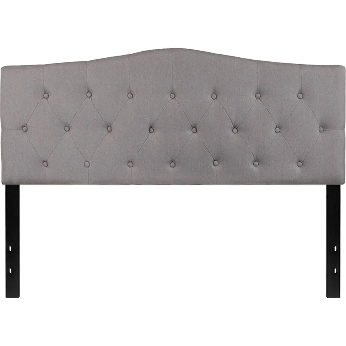 212 MAIN Queen-Size Upholstered Headboard - Cambridge Button-Tufted, Diamond Stitch Slim Panel, Light Gray Fabric, for Indoor Use