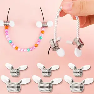 6pcs Bead Stoppers Spring Clips (3 Large + 3 Small), Anti-Drop Beading Tool, Jewelry Making Clip for Wire Threading DIY Accessories