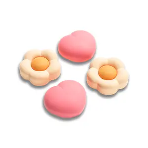 Geekshare Heart Flower Joystick Caps for Nintendo Switch 2 Joy-Con (2-Pack) – Pink & Yellow, Soft Anti-Slip Thumb Grip Covers