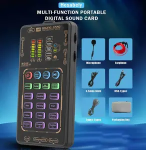 X55 Pro Compact Digital Sound Card Set, Portable Handheld Audio Interface Kit with Microphone, Type-C & iPhone Compatible Streaming Device