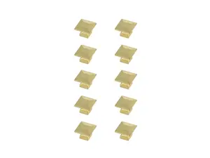 212 MAIN Cecil Square Knob, 1.3 in., Brushed Gold, Modern Elegant Decor, KB2025-GD-10PK, 10-Pack Multipack Door Hardware