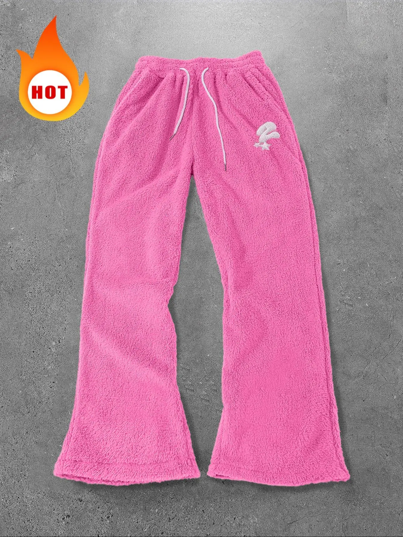 Men's Star Embroidery Fuzzy Sweatpants, Casual Comfy Regular Fit Jogger Pants, Casual Lounge Pants for Fall & Winter, Men's Trousers for Daily Wear, Casual Fitted Bottoms