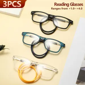 Men's Fashion Lightweight Neck Strap Reading Glasses, Portable Magnetic Ultra-Light Anti-Loose Eyewear for Daily Wear & Travel Use