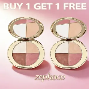 BOGO FREE! zephoco 4-in-1 Radiant Eye & Cheek Palette - Eyeshadow, Blush & Highlighter Shimmer Powder All-in-One Makeup Cosmetic Radiance diamond texture