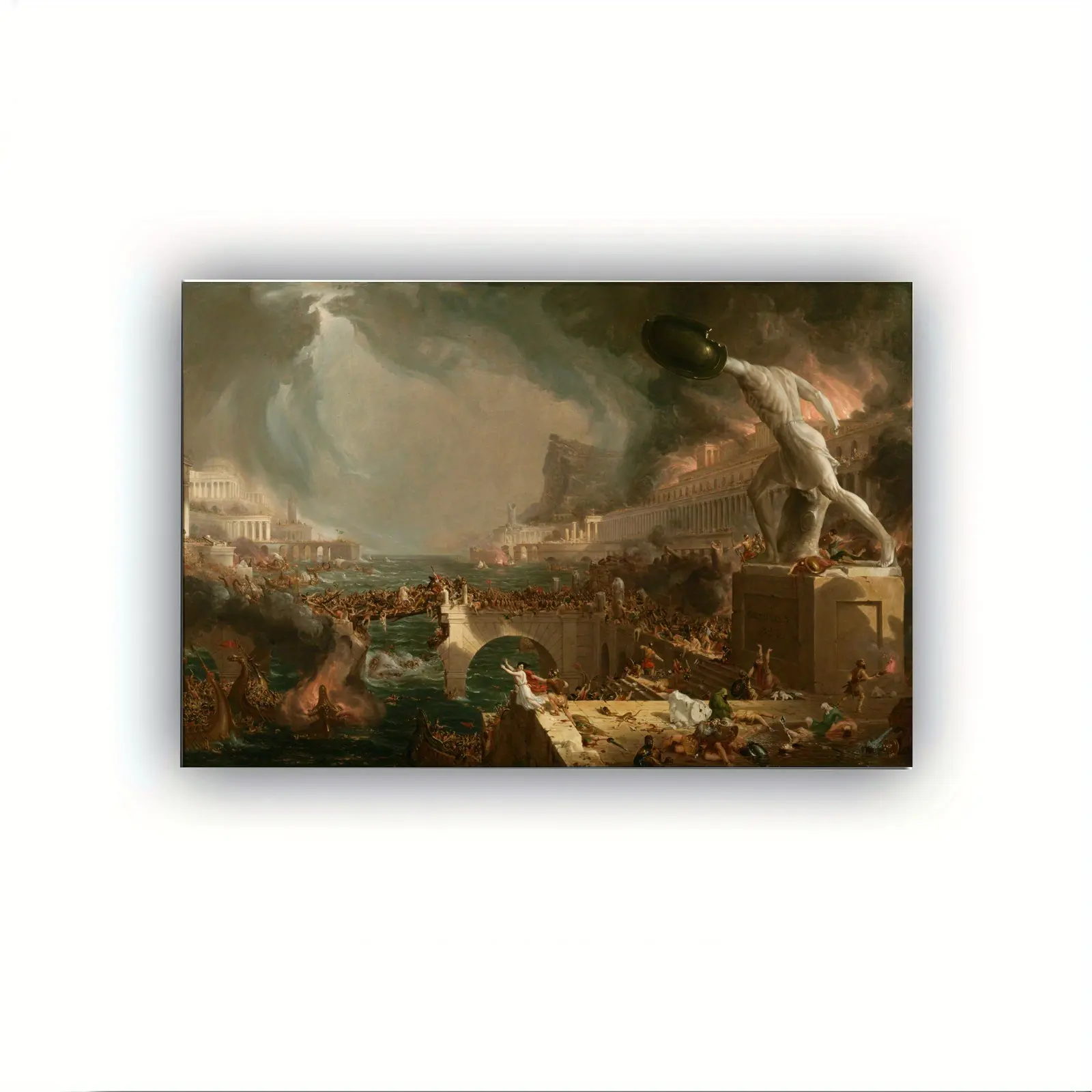 1 Piece Wooden Frame Wall Art The Decline of the Roman Empire The Course of Empires Vintage Canvas Poster Artwork Wall Gift Home Living Room Office Wall Decoration Perfect Gift and Home Decor Artwork