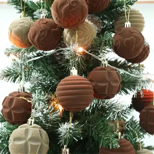 Velvet Christmas Ornaments 12ct Green and Brown Small Velvet Ball Ornaments 2.3 Inch for Christmas Tree Hanging Decorations holiday ornament