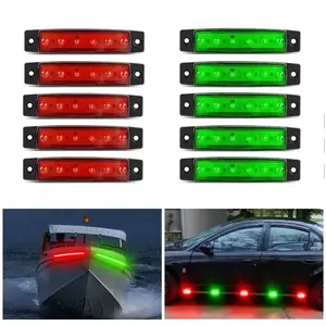 Nilight 3.8 Inch 6-LED High-Brightness Waterproof Red Green Car Side Marker Lights, PC Lens, Peel-and-Stick Installation, LED Backlights (10 Pcs)
