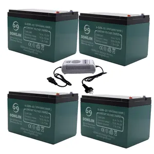 4 Packs 12V 12Ah Go Kart Battery Rechargable Motorcycle Battries SLA 6-DZM-12 with Battery Charger Universal for Scooter E-Bike Dirt Bike UTV ATV Buggy Moped Quad Mower Chopper Mobility Powersports