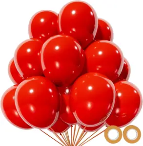 Red Latex Balloons 12 Inch – 110 PCS Party Balloons with Ribbons, Helium & Air Compatible for Birthday, Valentine’s Day, Wedding & Anniversary Decorations