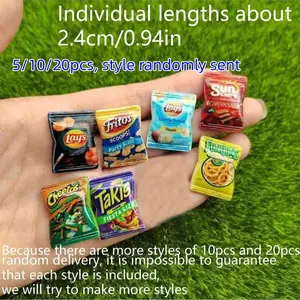 Resin Mini Snack Bags Set, Blyth Ob11 Doll Accessories, Plastic Material Not Magnetic, Random Styles Available, Ideal for Collectors