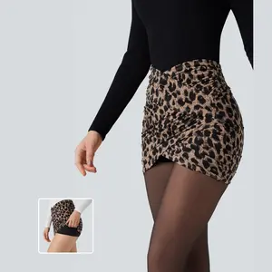 Halara UltraSculpt Leopard Print Crossover High Waisted 2-in-1 Bodycon Mini Party Skirt