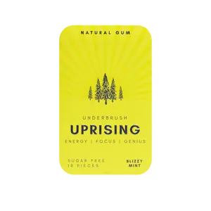 Uprising Energy Gum - Natural Focus & Genius - Sugar Free - Blizzy Mint - 18 Pieces - Clean Energy Boost
