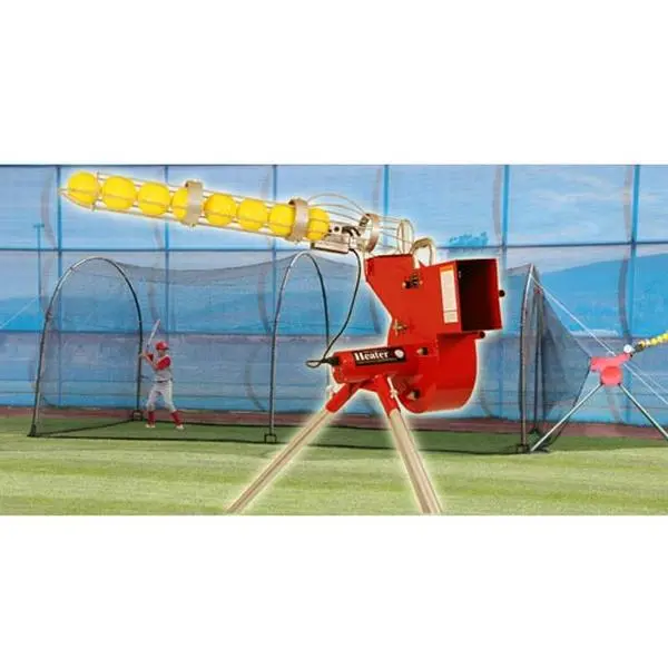 Baseball/Softball Pitching Machine w/Auto Ball Feeder & 24' Batting Cage Combo