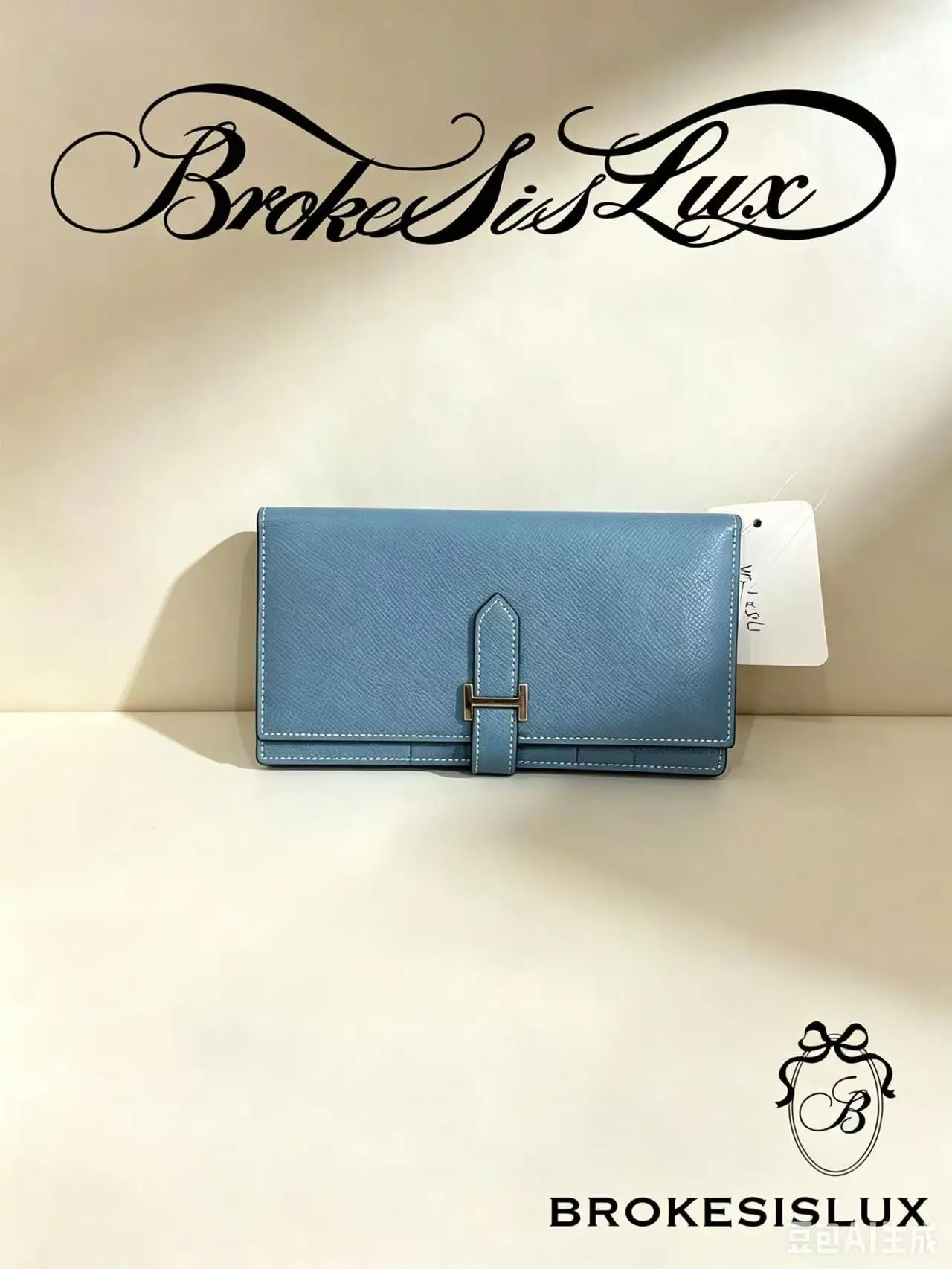 Pre-owned HERMÈS Blue Epsom Bearn Wallet | Silver H Buckle, Classic Long Bifold Purse