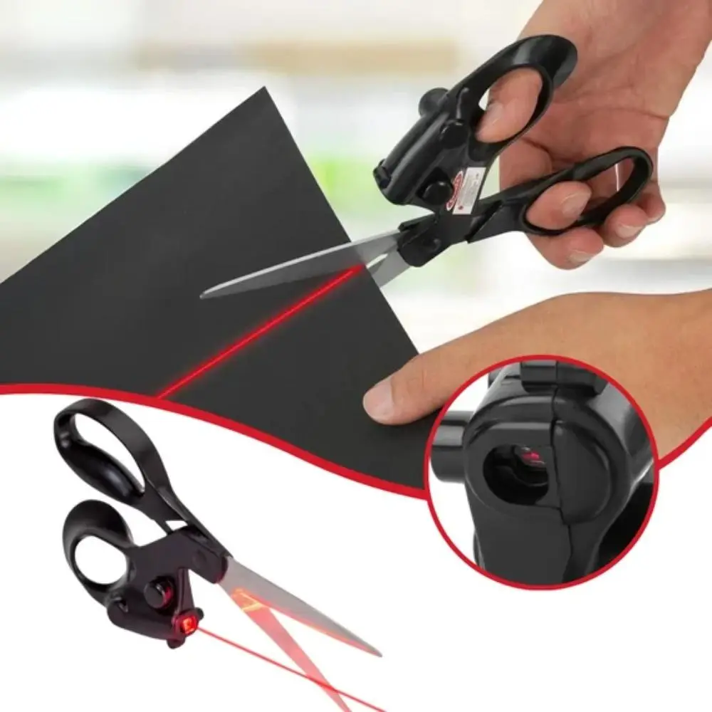 1pc Laser Guided Precision Cutting Scissors - Heavy-Duty Portable Camping Pocket Shears with Non-Slip Handle for Hiking, Craft, Fabric & Paper Cutting
