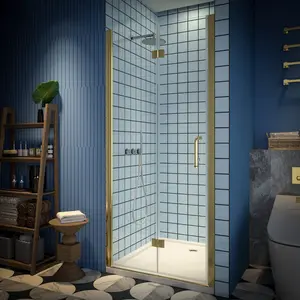 Adapt Allsumhome Bifold Shower Door 34-36 in.W x 72 in.H Pivot Swing Shower Doors,Brushed Gold,Clear Tempered Glass