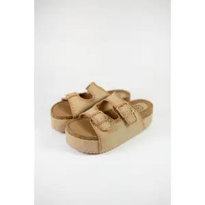 Taupe Platform Buckle Sandals