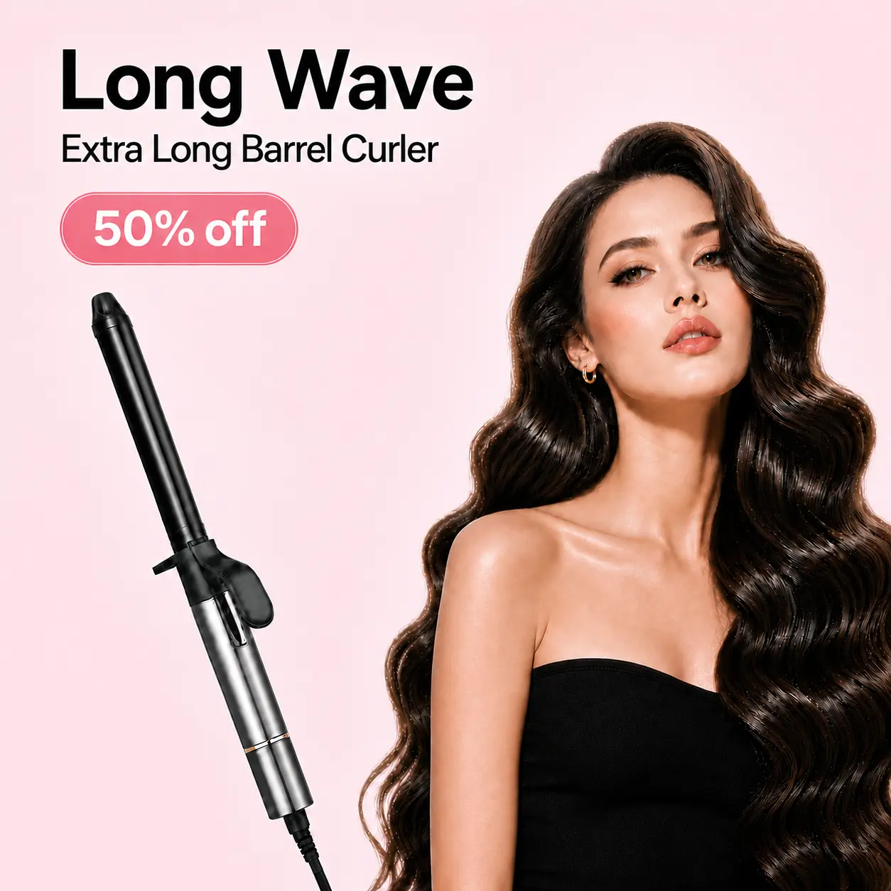 Alabama Barker Barrel Curling Irons Long Wave Wand for Loose Curls,  Soft Waves, Beach Waves,Nano Ionic Moisture Heat Hair Curler for Mermaid Waves, Hollywood Waves,Frizz‑Free Shine,Auto Shut‑Off,Ceramic Tapered Dual,crimper for hair,Salon Smooth