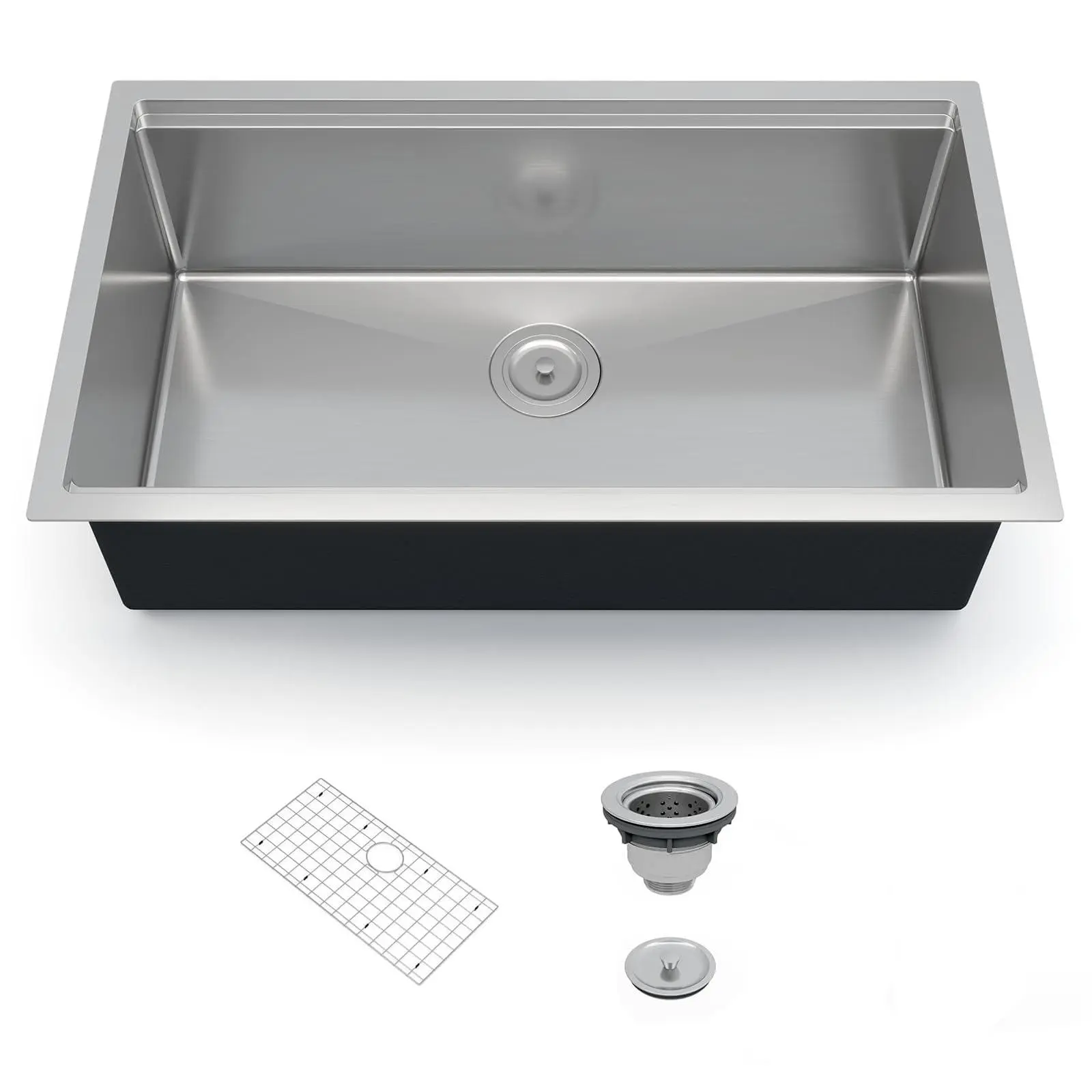 GARVEE 33*19*10 Inch Embedded Kitchen Sink, Stainless Steel Countertop - Single-Basin Design, with Sound Insulation Pads, Scratch-Resistant Surface and Accessories, Ideal for Home Renovation