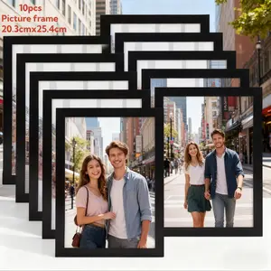 A set of 10 black 5x7/8x10 photo frames, suitable for wall hanging or desktop display, suitable for family photos and home decoration
