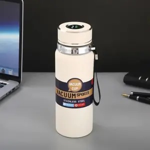 Generic Tumbler Flask Led Digital temperature Display Stainless Steel Vacuum Water bottle with rope (PEARL, 27oz), TLVF-043A