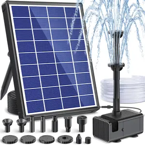POPOSOAP 6.5W Solar Fountain Pump for Bird Bath Pond Backyard Water Feature with Dry-Run Protection Double-Layer Nozzles 5Ft Tubing 8 Spray Modes Easy Install