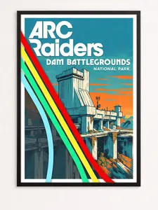 [FAST SALE UP TO 45%] ARC Raiders National Parks Style Poster, Striped Vintage Game Art, Sci-Fi Shooter Decor, Gamer Gift, Unframed Print Only gallery wall