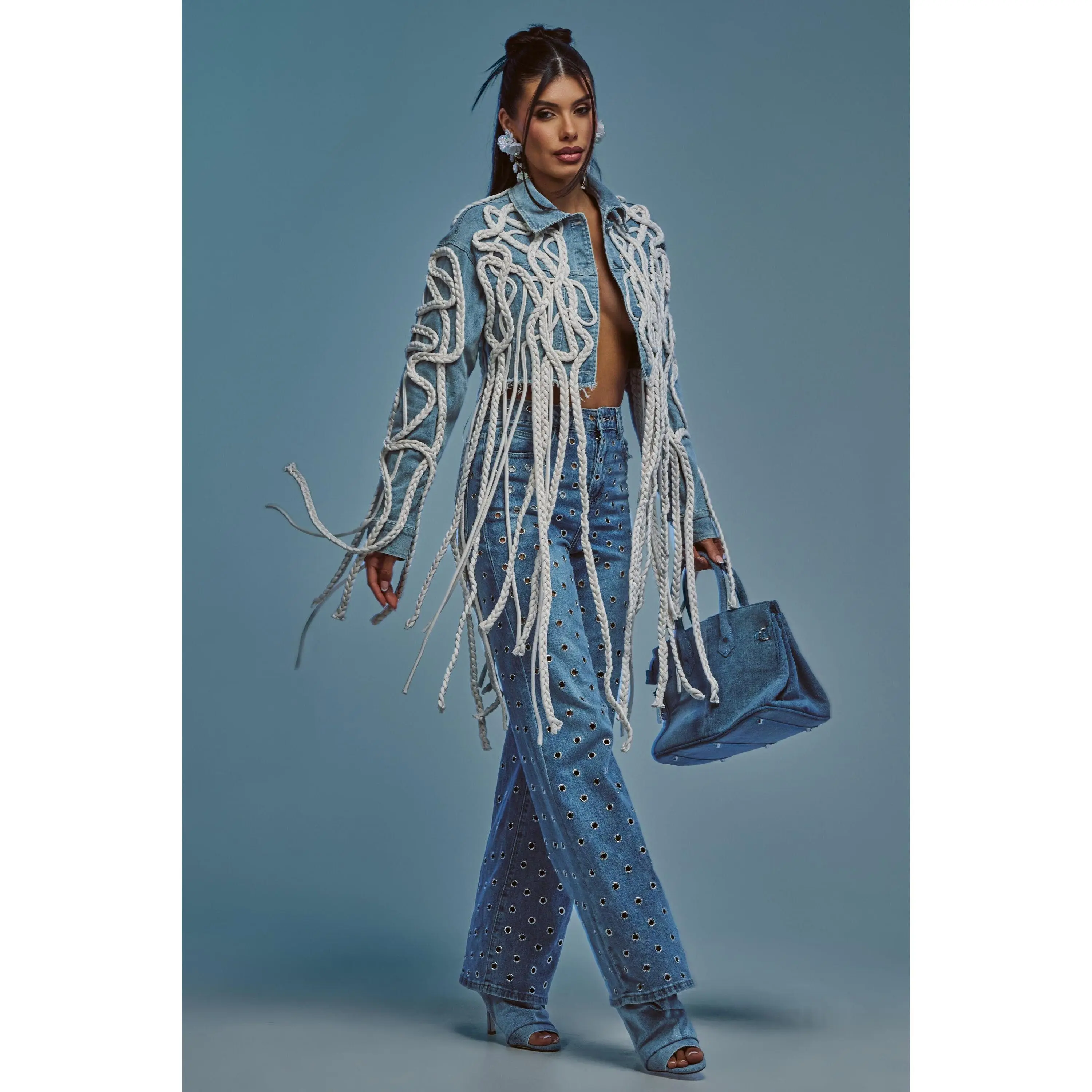 KEEP MOVING TASSEL DENIM JACKET