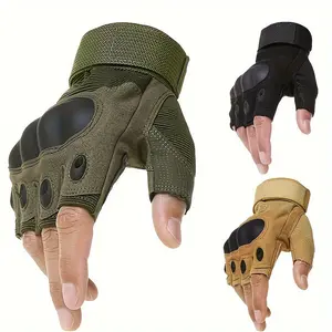 Durable Half Finger Motorbike Gloves with Hard Carbon Steel Knuckle-Nylon Material, Hand Washable, Suitable for Outdoor Leisure