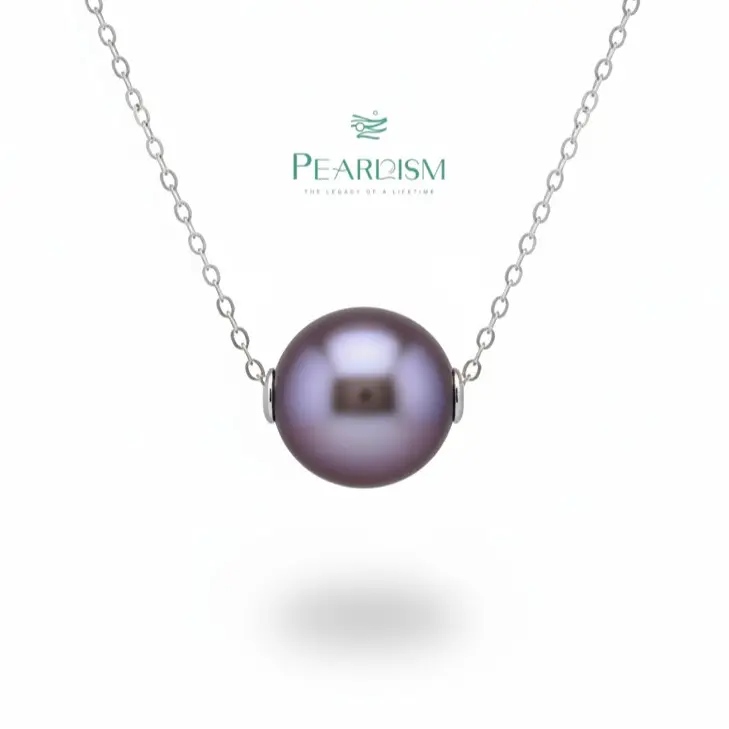 【Live】PEARLISM Lulutong Necklace Freshwater Edison Pearl Necklace jewelry.Round shape.White and purplr.High-end and elegant style.Perfect for everyday wear,weddings,parties.Thanksgiving and Christmas gift for her(10-11mm) (Free S925 Chain)-AFEP001